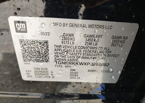 2023 Chevrolet Traverse Fwd Premier из США, поврежденный, VIN 1GNERKKWXPJ268882